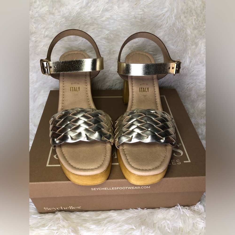 Seychelles Women's Tan and Brown Platform Heels NIB SIZE 9.5 - Picture 6 of 16